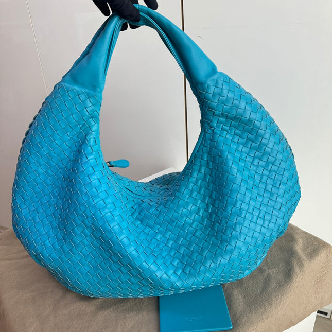 Sold Bottega Veneta Belly Hobo Intrecciato Lambskin Leather Sky Blue Large 50cm