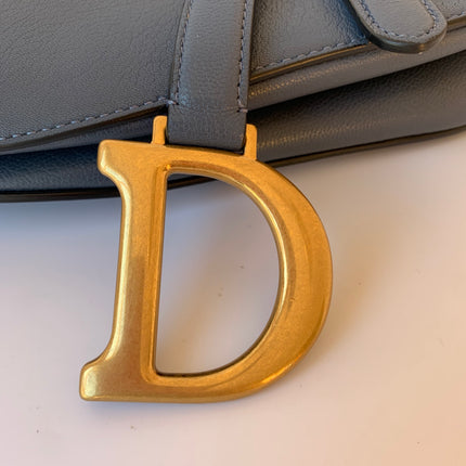 Sold Dior Saddle Blue Grey Medium Leather Handbag
