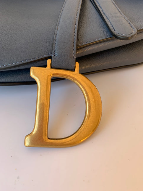 Sold Dior Saddle Blue Grey Medium Leather Handbag