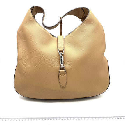 Gucci Jackie Beige Sand Leather Silver Hardware-Luxbags