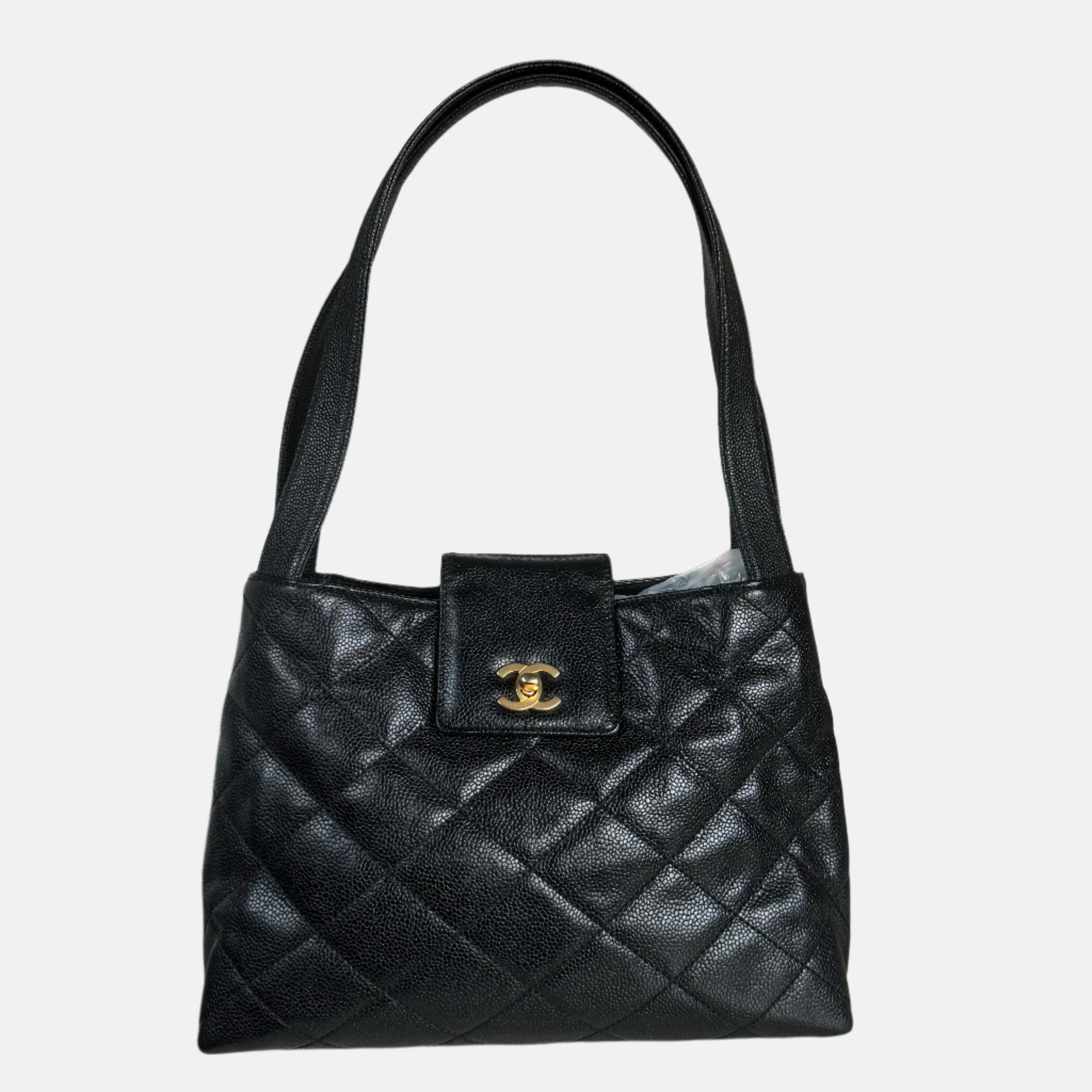 Chanel Kelly Top Handle Bag Black Caviar Leather 2000 2002 Luxbags