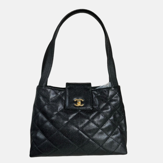 Chanel Kelly Top Handle Bag Black Caviar Leather, 2000-2002-Luxbags