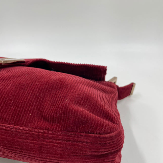 FENDI Baguette Vintage Red Corduroy Shoulder Bag