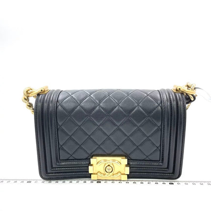 Chanel Le Boy Small Black Lambskin Leather Antiqued Gold Hardware