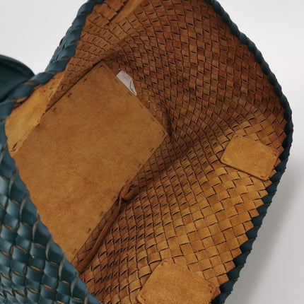 Bottega Veneta Cabat Tote Small/Medium Intreccio Blue Green Leather and Suede Lining 32cm