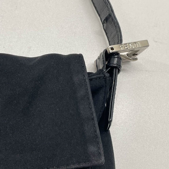 FENDI Baguette Vintage Black Cloth Silver Hardware