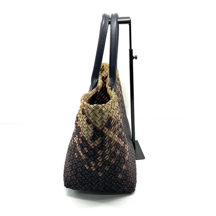 Bottega Veneta Cabat Large Intreccio Black and Transparent Leather and PVC Tote Bag