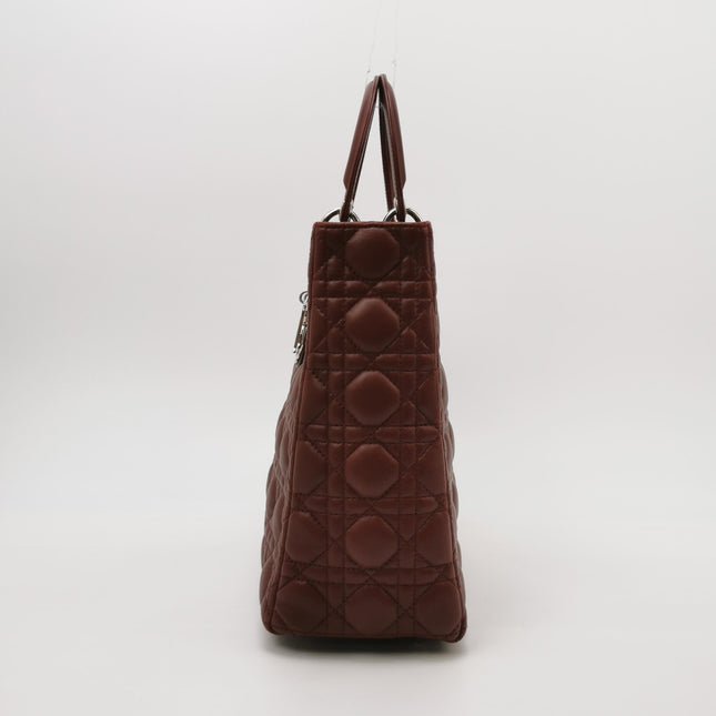 Lady Dior Large Bag Burgundy Lambskin Cannage Leather