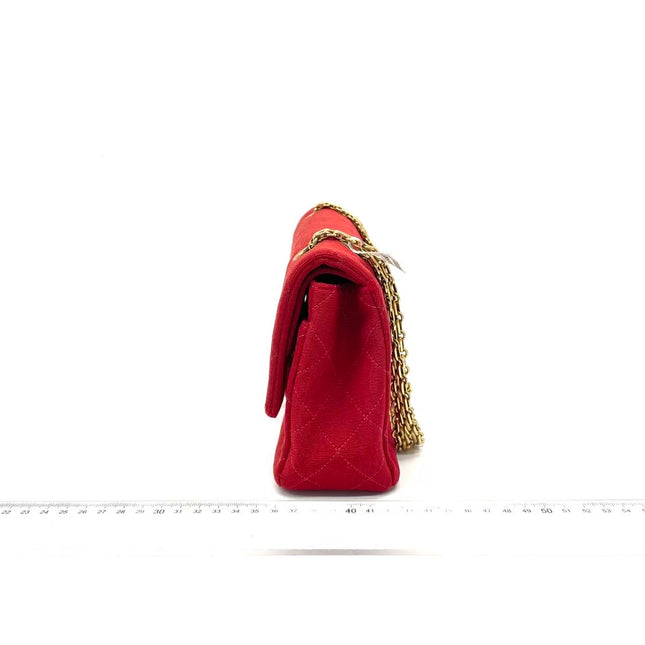 Chanel Classic Flap Small Red Fabric Double Flap Vintage 24k Gold Hardware Shoulder Bag