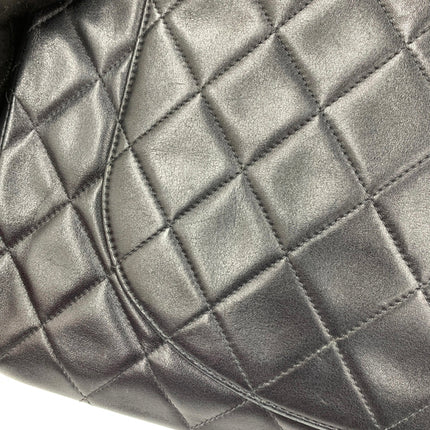 Chanel 1996 Vintage Classic Maxi Flap Black Lambskin Leather Giant CC 24 Gold Hardware