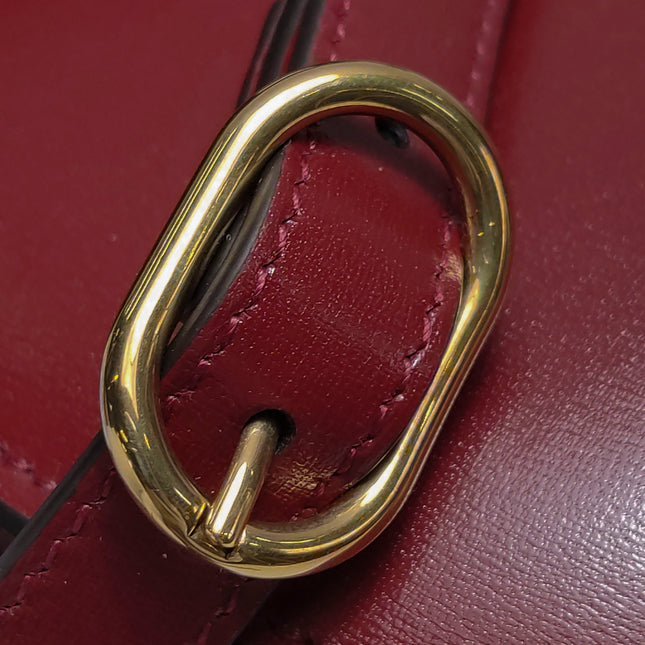 Gucci Bamboo 1947 Small Ancora Red Burgundy Calfskin Leather Top Handle Bag