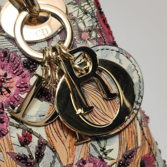 Lady Dior Mini Embroidered Phoenix Cloth Multicolor Handbag