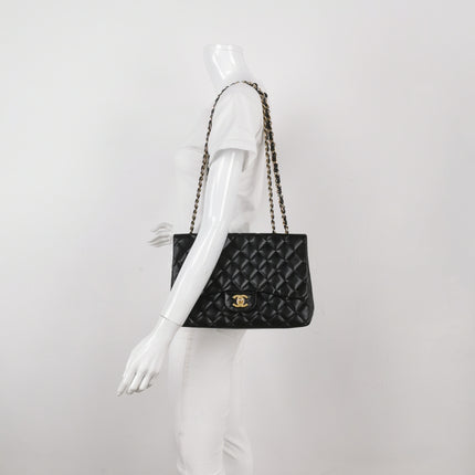 Chanel Classic Flap Jumbo Black Lambskin Leather Single Flap Gold Hardware 2009-2010