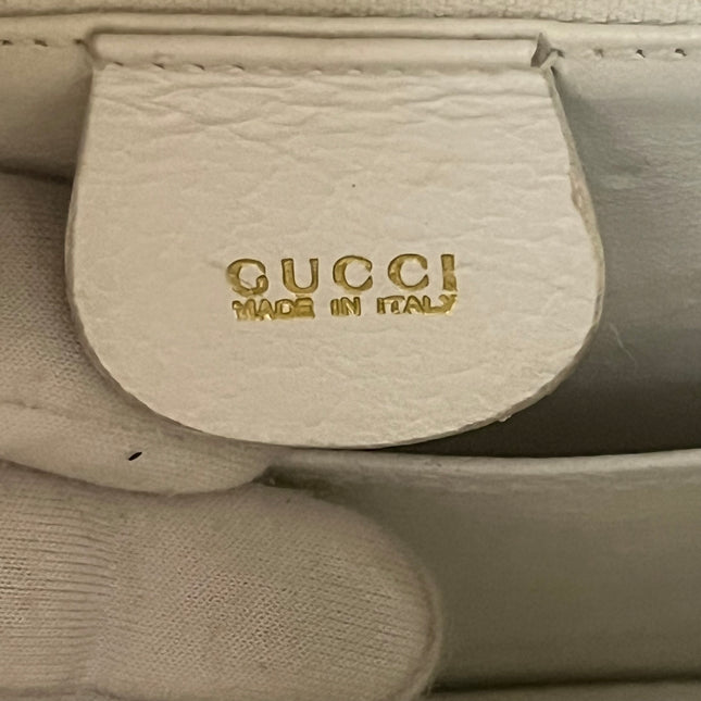 Gucci Bamboo 1947 Top Handle Bag White Grained Leather Medium
