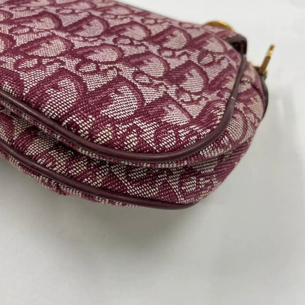 Dior Vintage Double Saddle Burgundy Oblique Monogram Canvas Gold Hardware