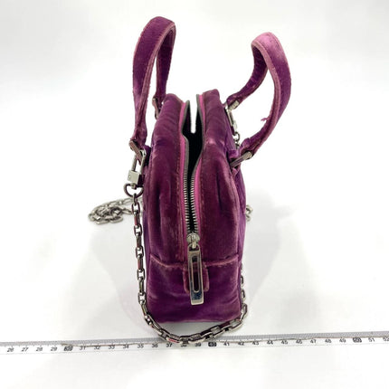 Loewe Amazona 19 Mini Handbag in Purple Velvet with Crystal Logo