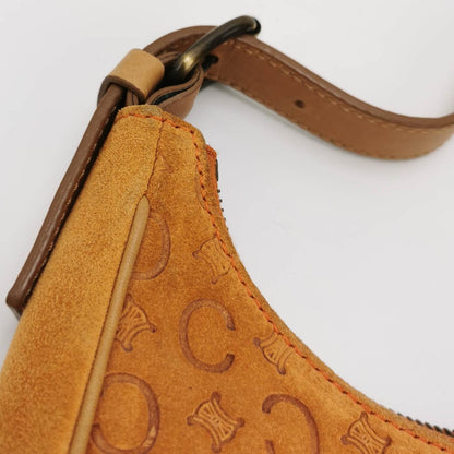 Celine Ava Hobo Pumpkin Caramel Brown Suede Leather Vintage Shoulder Bag