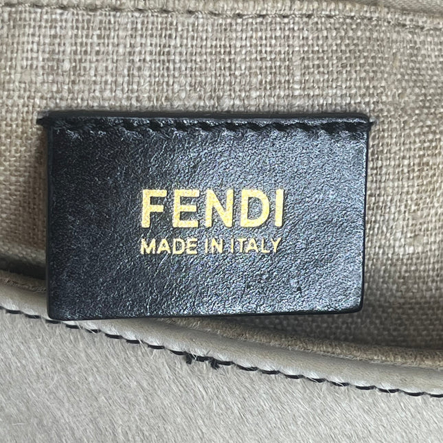 Fendi Mamma Baguette Large Pony hair in Cow Print Black and White
