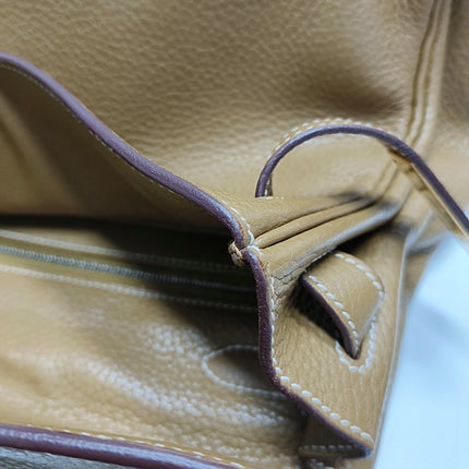 Hermes Kelly 32 Retourne Biscuit Brown Clemence Leather Gold Hardware Double Ring