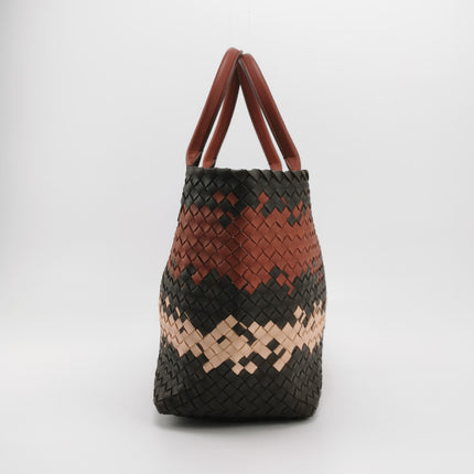 Bottega Veneta Cabat Tote Intreccio Leather Multicolor Brown Burgundy Beige 42cm