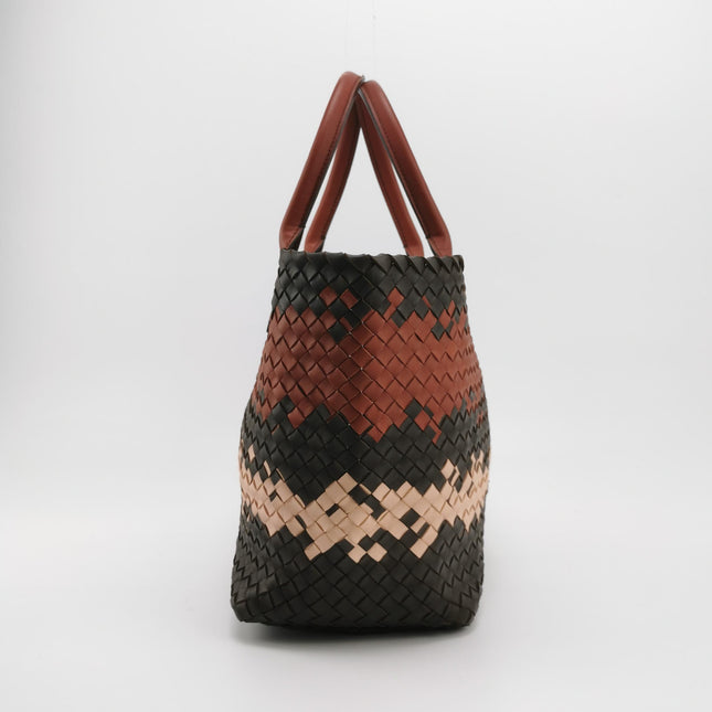 Bottega Veneta Cabat Tote Intreccio Leather Multicolor Brown Burgundy Beige 42cm