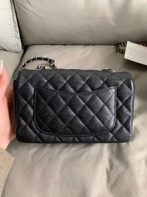 Chanel Classic Flap Mini Black Caviar Silver Hardware 2017-18