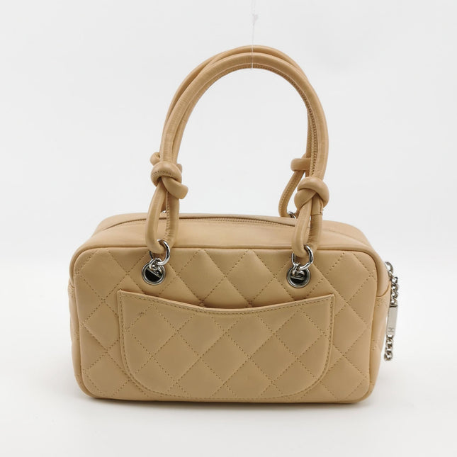 Chanel Cambon Small Shoulder Bag Beige Calfskin Leather Double Strap