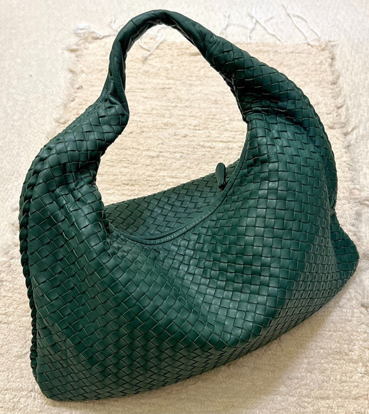 Bottega Veneta Veneta Hobo Large Dark Green 47cm Lambskin Leather-Luxbags