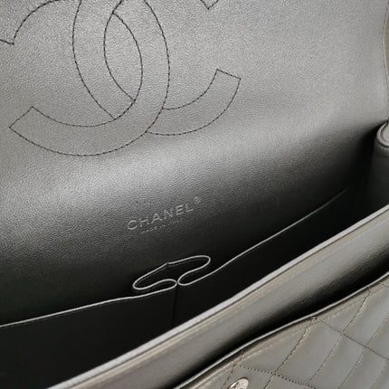 Chanel Classic Flap Maxi Metallic Lambskin Leather Double Flap Sliver Hardware 2013-14