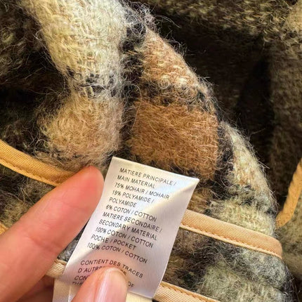 Chloé 2017 Fall/Winter Green Mohair Plaid Coat Oversized Fit Size S