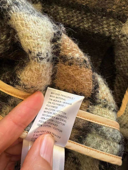 Chloé 2017 Fall/Winter Green Mohair Plaid Coat Oversized Fit Size S