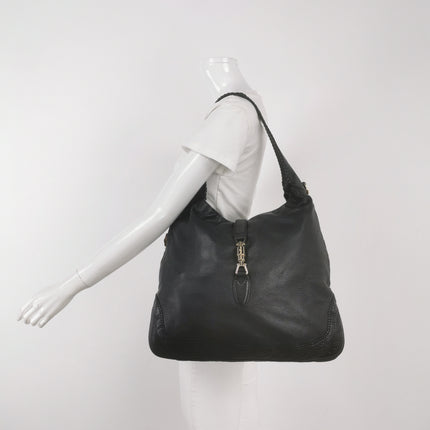 Gucci Jackie Soft Large Black Leather Shoulder Bag With Strap