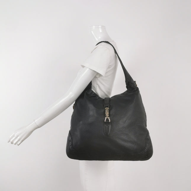 Gucci Jackie Soft Large Black Leather Shoulder Bag With Strap