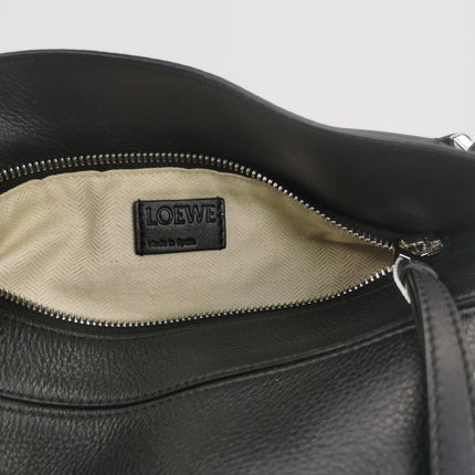 Loewe Puzzle Small Black Grained Leather White Logo