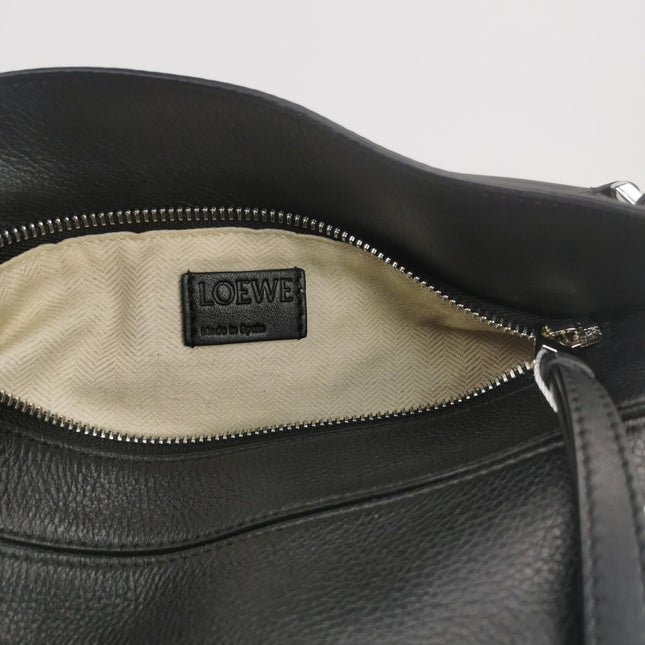 Loewe Puzzle Small Black Grained Leather White Logo