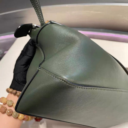 Loewe Puzzle Edge Braided Handle Small Dark Green Nappa Calfskin leather Crossbody bag