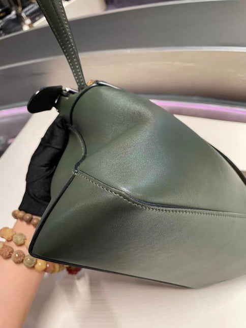 Loewe Puzzle Edge Braided Handle Small Dark Green Nappa Calfskin leather Crossbody bag