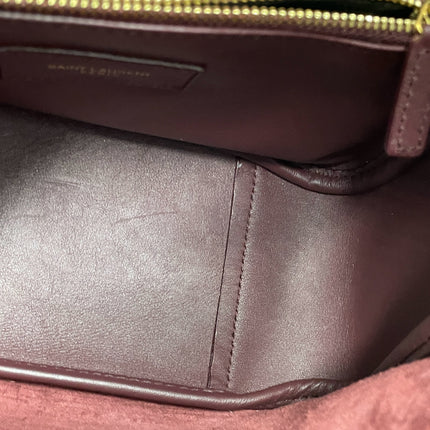 Yves Saint Laurent YSL Le 5 A 7 Hobo Small Burgundy Calfskin Shoulder Bag