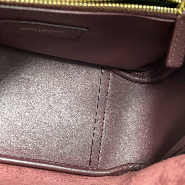 Yves Saint Laurent YSL Le 5 A 7 Hobo Small Burgundy Calfskin Shoulder Bag