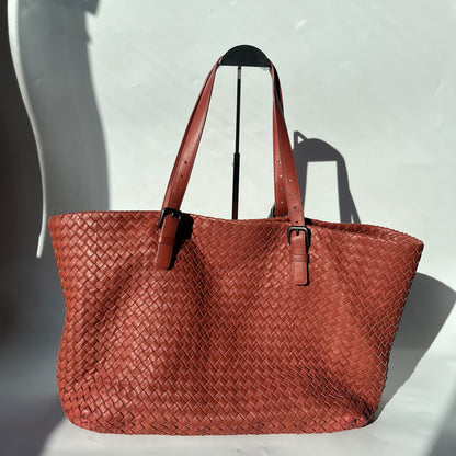 Bottega Veneta Cesta Tote Nappa Intrecciato Leather Brick Red 37cm