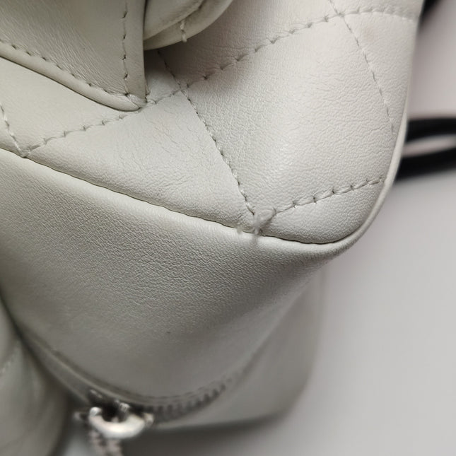 Chanel Cambon Multi-pocket Ligne Reporter Bag Large White Calfskin Leather