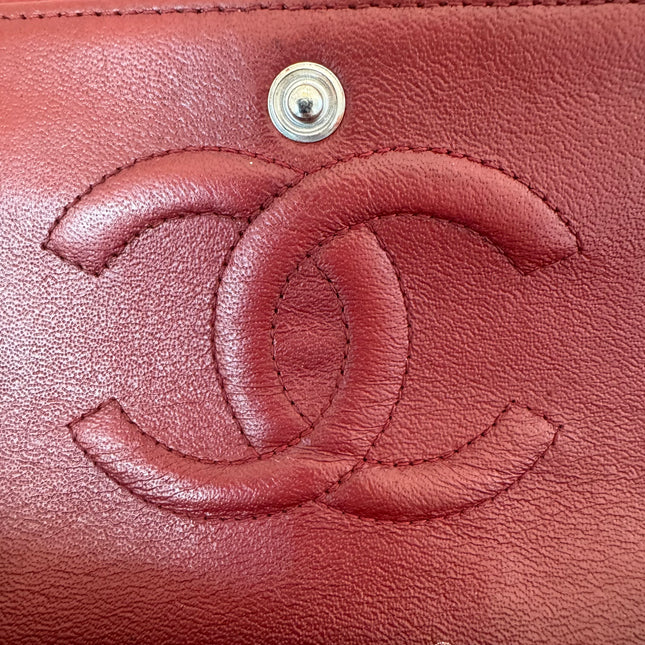 Chanel Classic Flap Burgundy Lambskin Leather Gunmetal Grey HW, 2011-2012