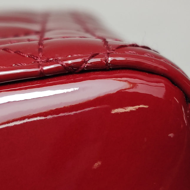 Lady Dior Mini Handbag 2017 Red Patent Leather Gold-tone Chain Strap