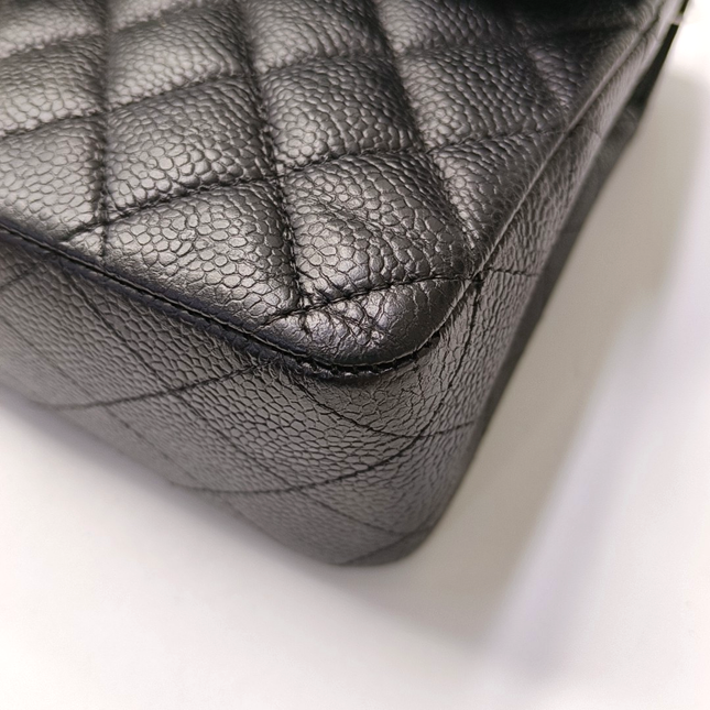 Chanel Classic Flap Medium Black Caviar Leather Gold-tone Hardware
