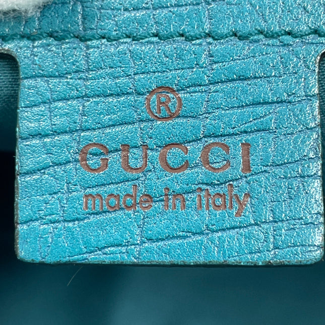 Gucci Horsebit Boston Bowling Handbag Monogram Canvas Blue Leather