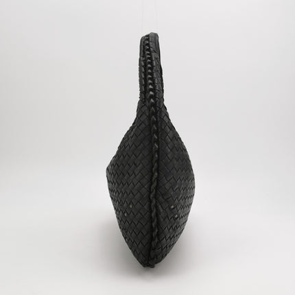 Bottega Veneta Intrecciato Hobo Bag Medium Black leather with Metal Studs 40cm