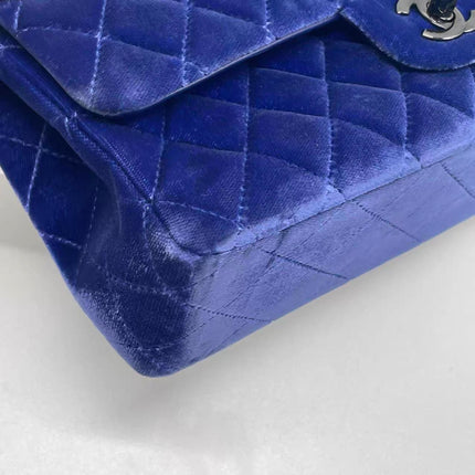Chanel Classic Flap Medium Royal Blue Velvet Silver Hardware