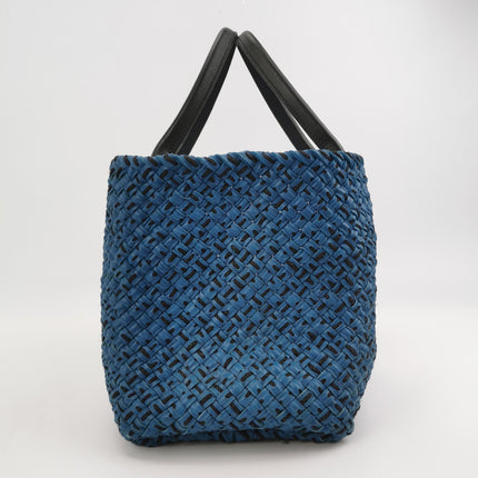 Bottega Veneta Cabat Tote Intreccio Leather Navy and Black 42cm