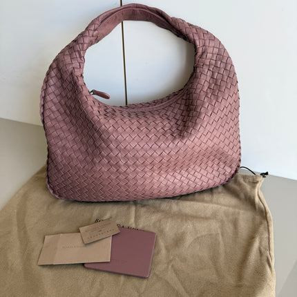 Bottega Veneta Veneta Leather Hobo Small Nude Dirty Pink 40cm-Luxbags