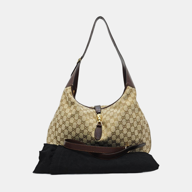 Sac porté épaule large Gucci Jackie 1961 camel avec bandoulière